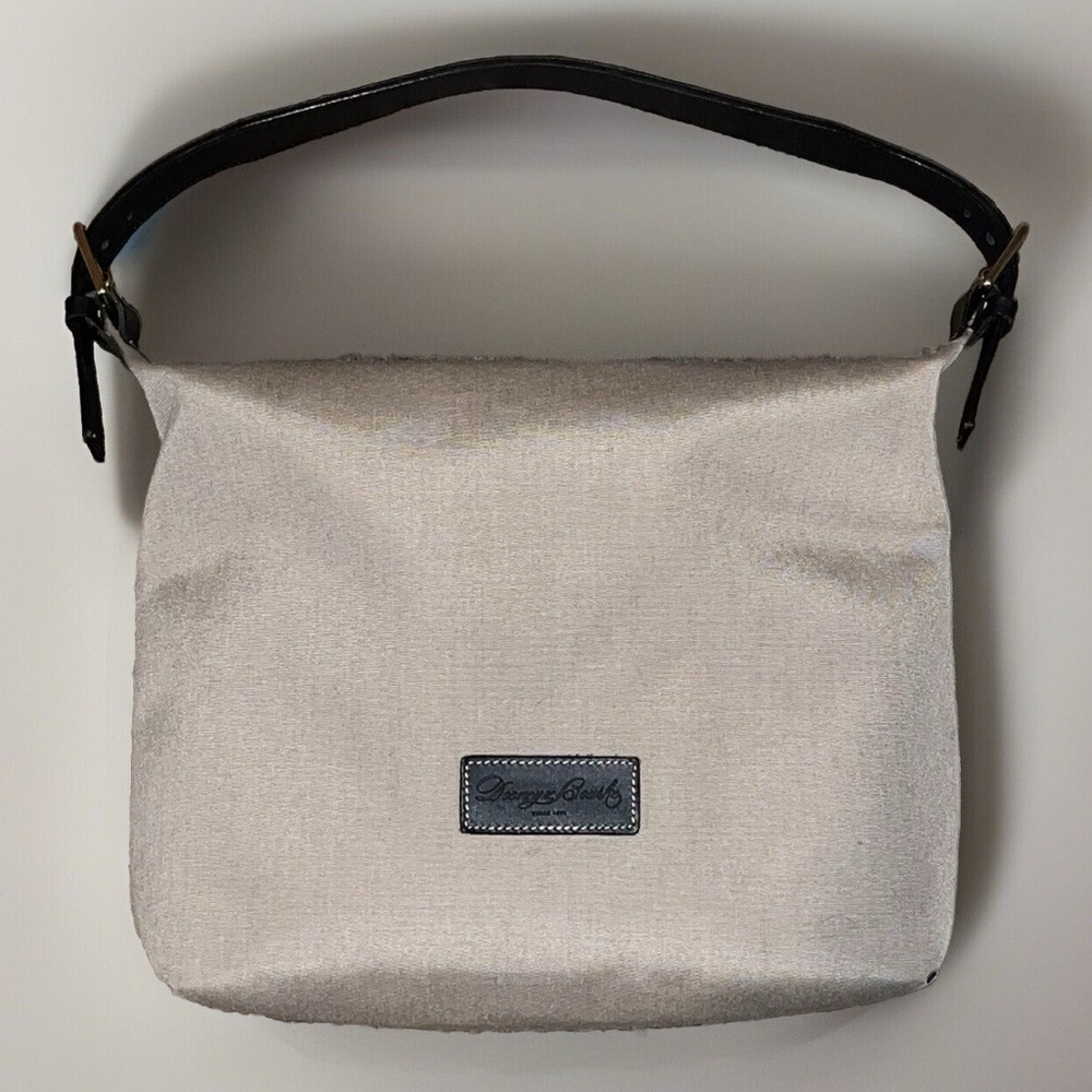 Dooney & Bourke Mauve Canvas and Black Leather Trim Tote